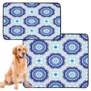 Imagem de CEBUGI Almofadas de xixi laváveis para cães, pacote com 3, almofadas impermeáveis para filhotes de cachorro, antiderrapante, à prova de vazamento, para cama de cercadinho, azul, branco