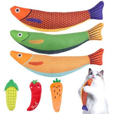 Imagem de Okxiri Conjunto de 6 brinquedos para gatos, brinquedos para gatos internos, brinquedos de erva-dos-gatos macios e duráveis