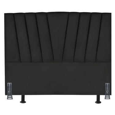 Imagem de Cabeceira Estofada Solteirão 100 Cm Ludmilla Em Linho E Frame Preto