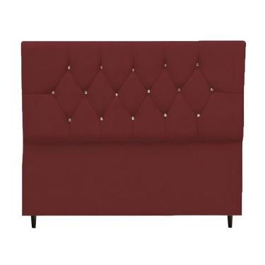 Imagem de Cabeceira Cama Box Estofada Queen 160 Cm Geovana Suede Bordô