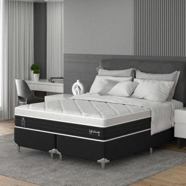Imagem de Cama Box King com Colchão Sofisticato (65x193x203) Grafite e Branco - 