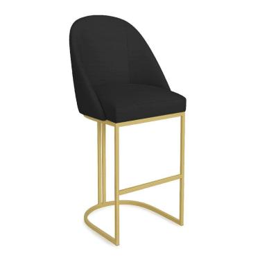 Imagem de Banqueta Alta Bela Suede Base Metálica Industrial Dourado - Pallazio Cor Preto