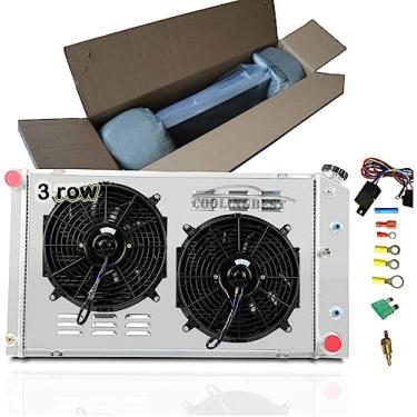 Imagem de COOLINGBEST Radiador de alumínio 3 fileiras para Buick 1971-1990 Chevy C/K/G Chevelle Impala Caprice Malibu C10 C20 C30 K10 K20 K30 K5 Suburban GMC Cadillac Pontiac El Camino V8 AT/MT Ventilador de