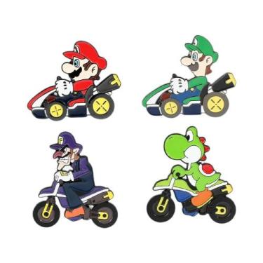 Imagem de Pins De Esmalte Femininos De Desenho Animado Fofo Do Mario, 4 Peças, B
