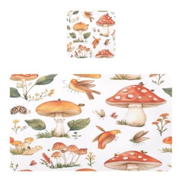 Imagem de Burbuja Jogo americano de cogumelos, conjunto de 4 para mesa de jantar, tapetes de mesa de PVC à prova d'água, antiderrapantes, resistentes ao calor, fáceis de limpar, 30 x 45 cm