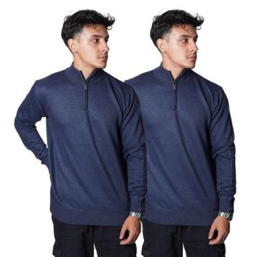 Imagem de Kit 2 Blusas Suéter Meio Zíper com Gola Alta Masculino Manga Longa Inv