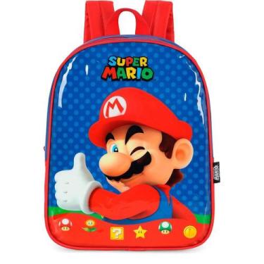 Imagem de Mochila Creche Infantil Meninos Super Mario Luxcel IS42677MO Cor:Azul,