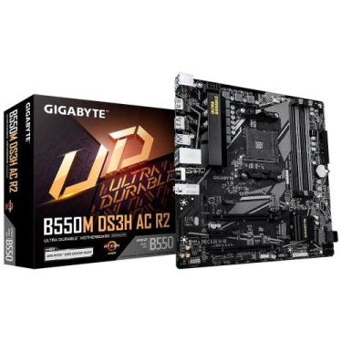 Imagem de Placa Mãe Gigabyte B550M DS3H AC R2, AMD AM4, Micro ATX, DDR4, RGB, Wi