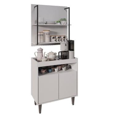 Imagem de Aparador Cantinho Do Café E Painel 2 Prateleiras Flora Z34 Branco - Mpozenato