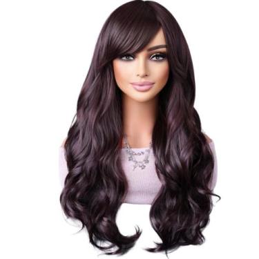 Imagem de Peruca Ondulada Com Franja Lace Wig 70cm Organica - GM Hair, Castanho