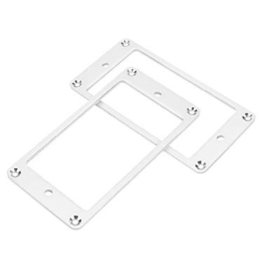 Imagem de Captador moldura plana de metal, liga de alumínio durável guitarra elétrica anel captador acessórios para instrumentos musicais 2 peças para captadores de guitarra(Prata)