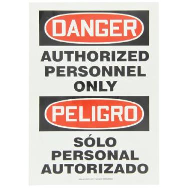 Imagem de Accuform Signs SBMADM006VS Placa bilíngue espanhola de vinil adesivo, legenda "DANGER AUTORIZADO SOMENTE PESSOAL/PELIGRO SOLO PERSONAL AUTORIZADO", 35,5 cm de comprimento x 25,4 cm de largura x 0 cm
