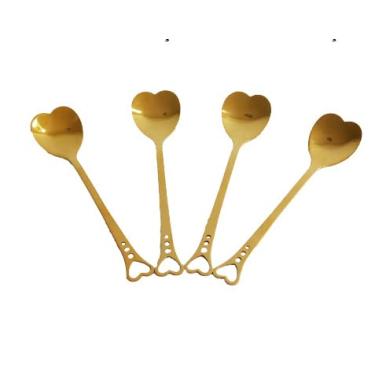Imagem de Jogo de Colheres de Sobremesa Coração Dourado (4 Peças) Home Design