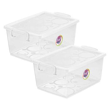 Imagem de Kit 2 Caixa Organizadora Com Trava 7,5 L Cristal Ordene
