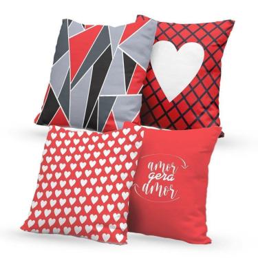 Imagem de Kit 4 Almofadas Decorativas Own Amor Gera Amor Vermelho 45Cm
