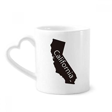 Imagem de Caneca com contorno do mapa da Califórnia dos Estados Unidos Caneca de café cerâmica copo de coração de vidro