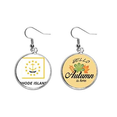 Imagem de Brinco de folha de outono com contorno da bandeira do estado americano