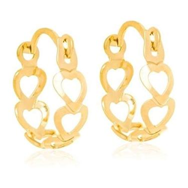 Imagem de Brinco Argola Rommanel 1,5cm Corações Vazados 523351