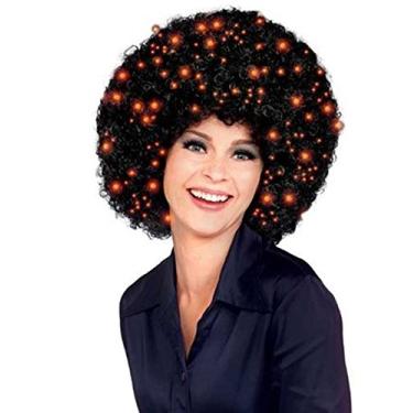 Imagem de Rubie's Peruca espetada de fibra óptica, preta/roxa, tamanho único, Preto/laranja, tamanho nico