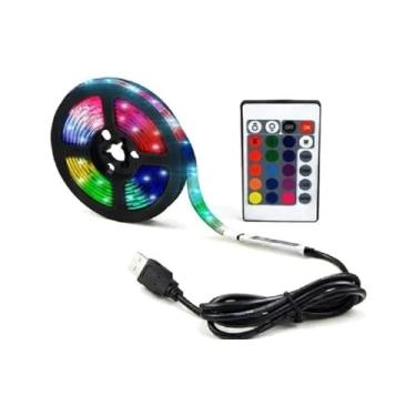 Imagem de Fita Led 5050 Rgb Controle Remoto 2metros 5v Usb Para Televisão Computador Carro