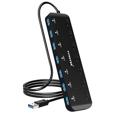 Imagem de Divisor de hub USB 3.0, extensor USB de 7 portas para laptop, adaptador multiportas VVTOYER USB expansor com interruptor de alimentação individual e cabo de 1 m de comprimento, para MacBook, Mac Pro