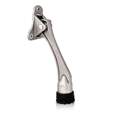 Imagem de HOME&I Pedal fácil de pôr para baixo, suporte de porta básico, comercial de 10,16 cm, suporte para porta de ponta, pé de borracha ajustável com altura (níquel acetinado)