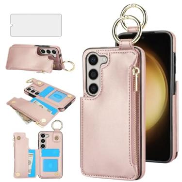 Imagem de Asuwish Capa de celular para Samsung Galaxy A14/M14 5G com protetor de tela de vidro temperado e suporte de celular com zíper RFID slot para cartão Kickstand Ring Wallet A 14 4G 14A 14M G5 feminino