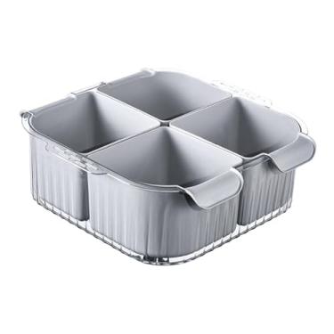 Imagem de Ｂｅｓｇａ Cesta de drenagem dividida, bandeja de drenagem para panela quente, cesta de drenagem para lavagem de vegetais portátil, coador de alimentos para, Cinza