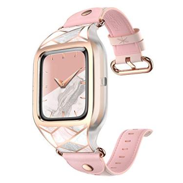 Imagem de Pulseiras Capa Case I-blason Apple Watch 40 Mmm Series 5/4, Pulseira i-Blason projetada para Fitbit Versa 2, [Cosmo] Capa protetora esportiva elegante com pulseira de couro ajustável (mármore)