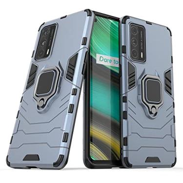 Imagem de Capa Protetora Magnética Anti-quedas para OPPO Realme X7 Pro Ultra, Suporte Giratório + Proteção Militar (Azul-marinho)