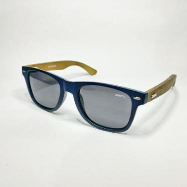 Imagem de Óculos de Sol Polarizado Snowfly Proteção UV400 Marinho e Haste de Madeira-Masculino