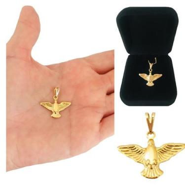 Imagem de Pingente Medalha Divino Espírito Santo Religioso Semijoia Folheada a O