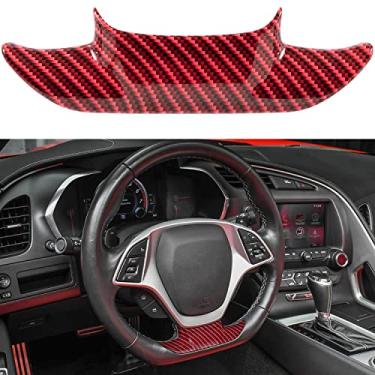 Imagem de Acabamento de cobertura de volante com aparência de fibra de carbono para Chevrolet Corvette C7 Z06 Z51 ZR1 Stingray Grand Sport Acessórios de interiores pequenos (vermelho) 2014 2015 2016 2017 2018 2019 2019 Chevrolet Corvette C7 Z06 Z06 Z51 ZR1 ZR1 Stingray Grand Sport Small One (Vermelho)