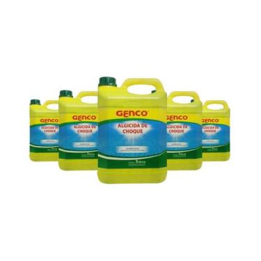 Imagem de Kit 5 Algicida de Choque 5l Genco Limpeza Piscina Genclor