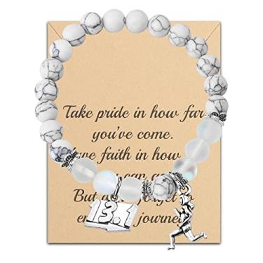 Imagem de Pulseira de corredor, presente de corrida de maratona, presente de pista de maratona, joia inspiradora, orgulhe-se de quão longe você chegou, 2.4 inches, Veludo, nagem
