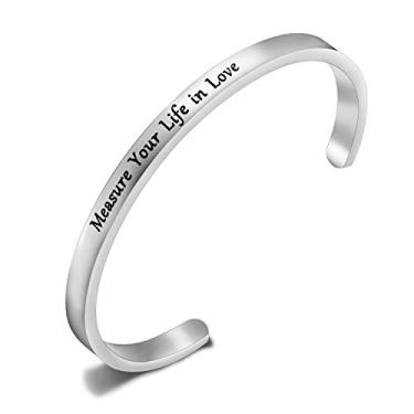 Imagem de CENWA Pulseira de punho Measure Your Life In Love inspirada na Broadway Musical Jewelry Gif, 7 inches, Metal