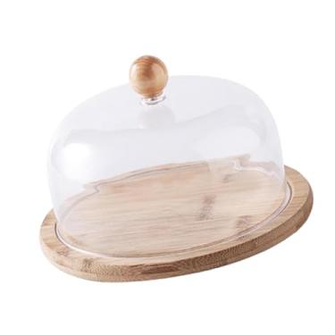 Imagem de Ioensy Suporte para bolo com tampa em forma de cúpula, bandeja redonda para servir, capa para bolo versátil, prato de sobremesa, travessa para centro de , 20cm