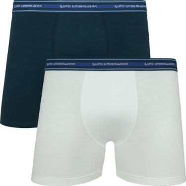 Imagem de Kit Com 2 Cuecas Boxer De Algodão Da Lupo Ref. 523, Azul, Branco, P