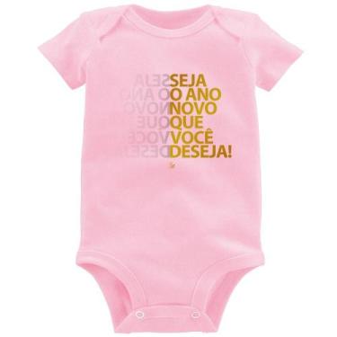 Imagem de Body Bebê Seja o ano novo que você deseja! - Foca na Moda, Rosa bebê, 