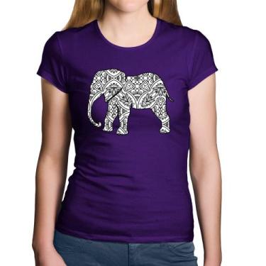 Imagem de Baby Look Algodão Elefante Mandala - Foca na Moda, Roxo, GGG