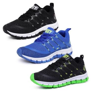 Imagem de Kit 3 Tênis Casual Infantil Menino Esporte Masculino Escola Macio (Preto+Azul+Verde/Preto, BR, Criança de 4 a 8 anos, Numérico, 27)
