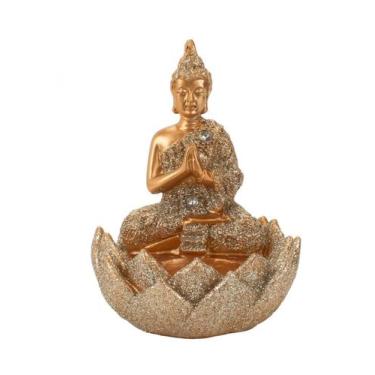 Imagem de Enfeite Buda Dourado Porta Vela10cm - Tasco