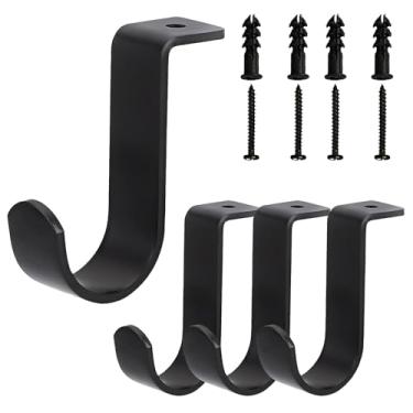 Imagem de YingEnter Suportes de varão de cortina para montagem no teto, suporte de varão de cortina para haste de 2,5 cm de diâmetro, conjunto de 4, preto