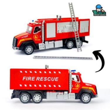 Imagem de Caminhão miniatura de Brinquedo com Fricção - Toy King, Bombeiro escad