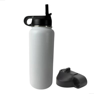 Imagem de Garrafa Térmica Duplamente Isolada a Vácuo, 1000ml, Mantém Bebidas Quentes por 8 Horas e Geladas por 12 Horas Barganha Mix (p1600) (p1599) (branco com canudo)