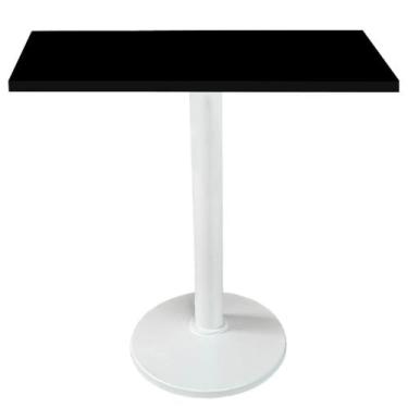 Imagem de Mesa Zeta Ferro Branco 75 cm (Alt) Disco Redondo Tampo MDP Quadrado 80
