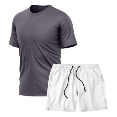 Imagem de Kit Camiseta Manga Curta Dry Chumbo + Short Tactel Academia Caminhada Gênero:Homem;Tamanho:G;Cor:-Masculino
