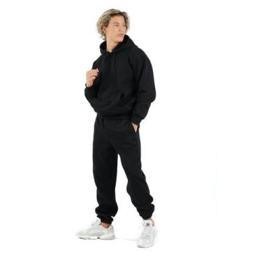 Imagem de conjunto moleton capuz masculino 100 algodao - GELPasso, Preto, G