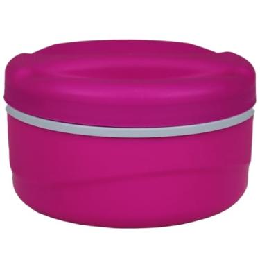 Imagem de Marmita Termica 1 Litro com Tampa de Rosca, Quente e Frio barata Custo Benefício, mantem o alimento (Rosa/Cinza)