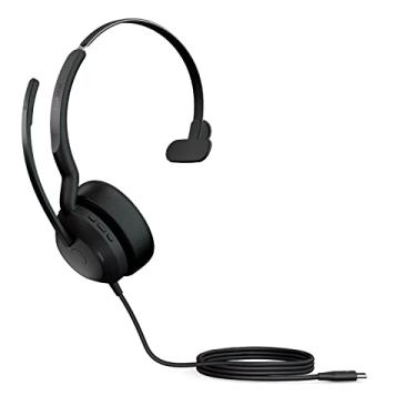 Imagem de Jabra Fone de ouvido mono com fio Evolve2 50, tecnologia AirComfort, microfones com cancelamento de ruído e cancelamento de ruído ativo – Funciona com todas as plataformas líderes de UC, como Zoom e Google Meet – Preto